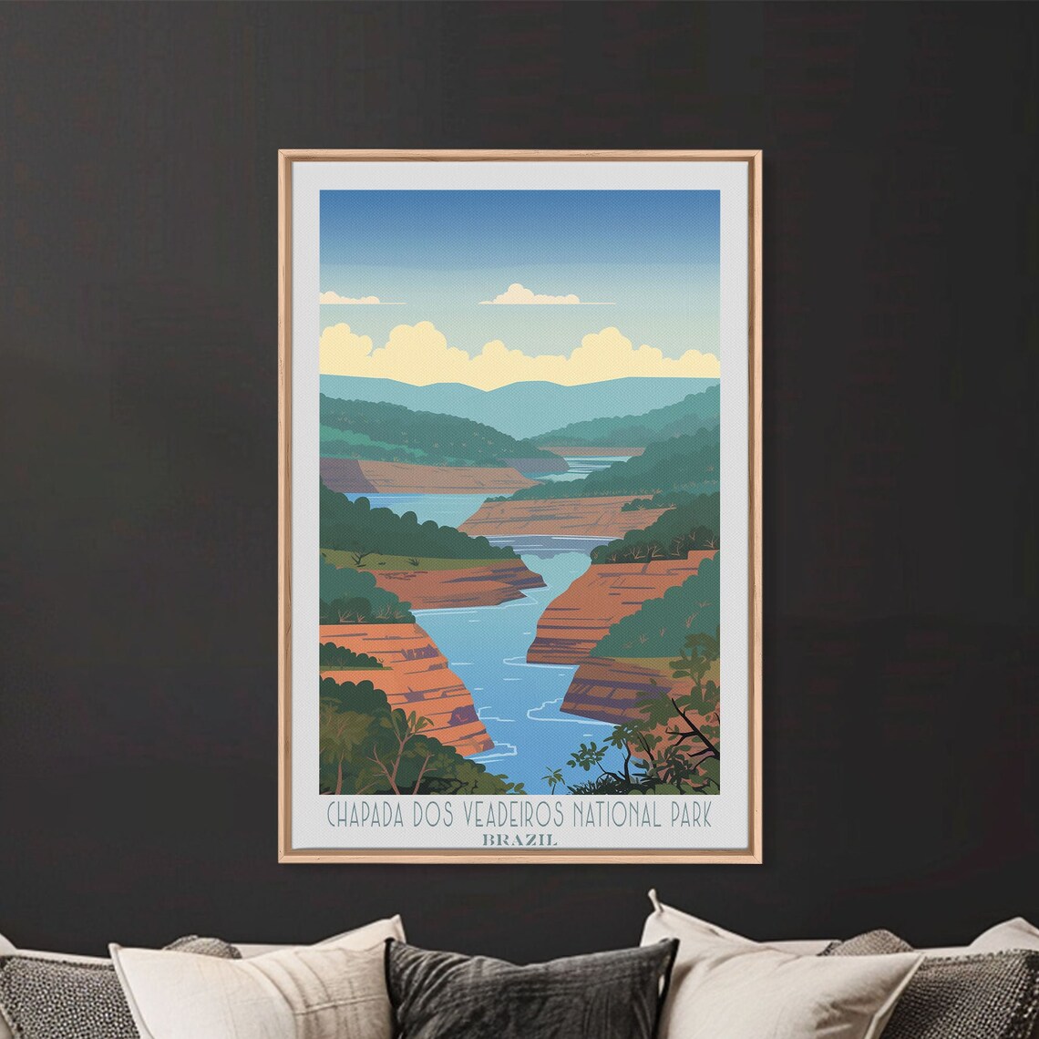 Chapada Dos Veadeiros Brazil Red Cliff River Canyon View Travel Poster - Image 3