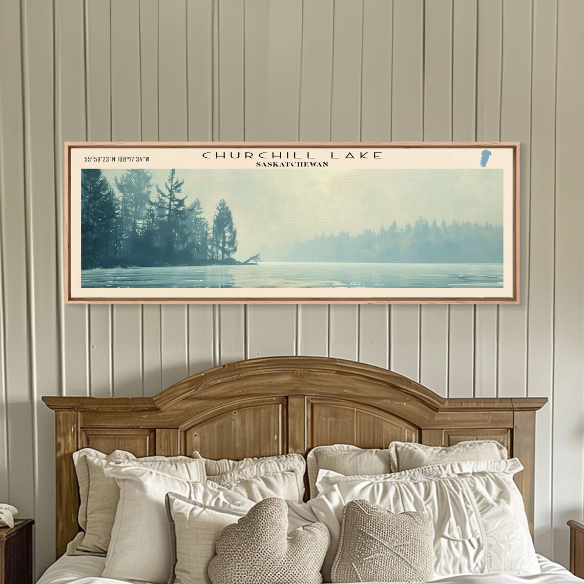 Churchill Lake Saskatchewan Misty Evergreen Haze Water Travel Poster - Image 2