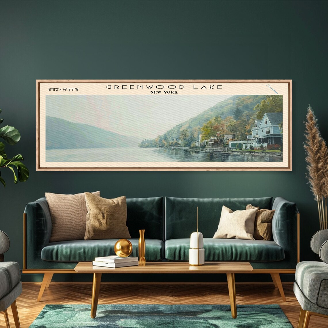 Greenwood Lake New York Lakeside Cottages Hazy Morning Water Poster - Image 5