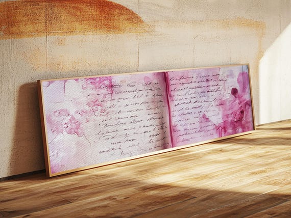 Handwritten Journal Framed Print Cottagecore Art Rustic Wall Art Moody Decor Gift Idea Light Pink Wall Art Above Bed Guest Room Art