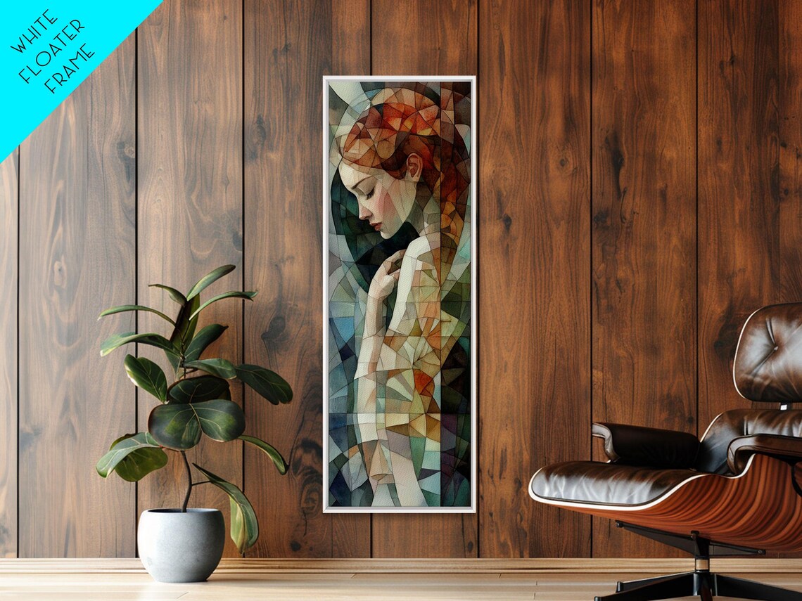 Mosaic Geometric Woman Portrait Red Hair Stained Glass Art Nouveau Vertical Poster - Image 6