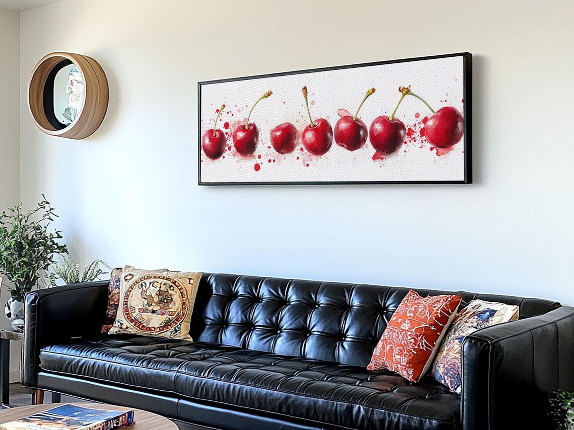 Original Cherry Painting Print Panoramic Fruit Illustration Home Decor For Kitchen Framed Wall Art Dining Room Decor - Image 2