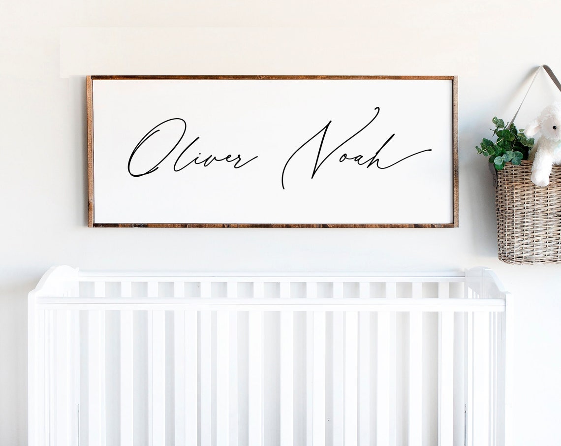 Oliver Noah Personalized Baby Name Nursery Script Sign Wall Poster
