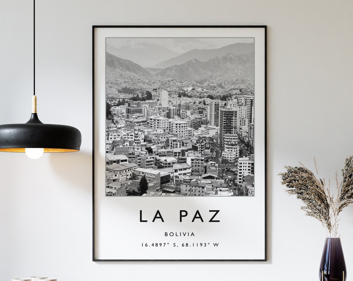 La Paz Bolivia Travel Print Bolivia Travel Poster Bolivia Travel Print South America Travel Poster Travel Gift Black And White