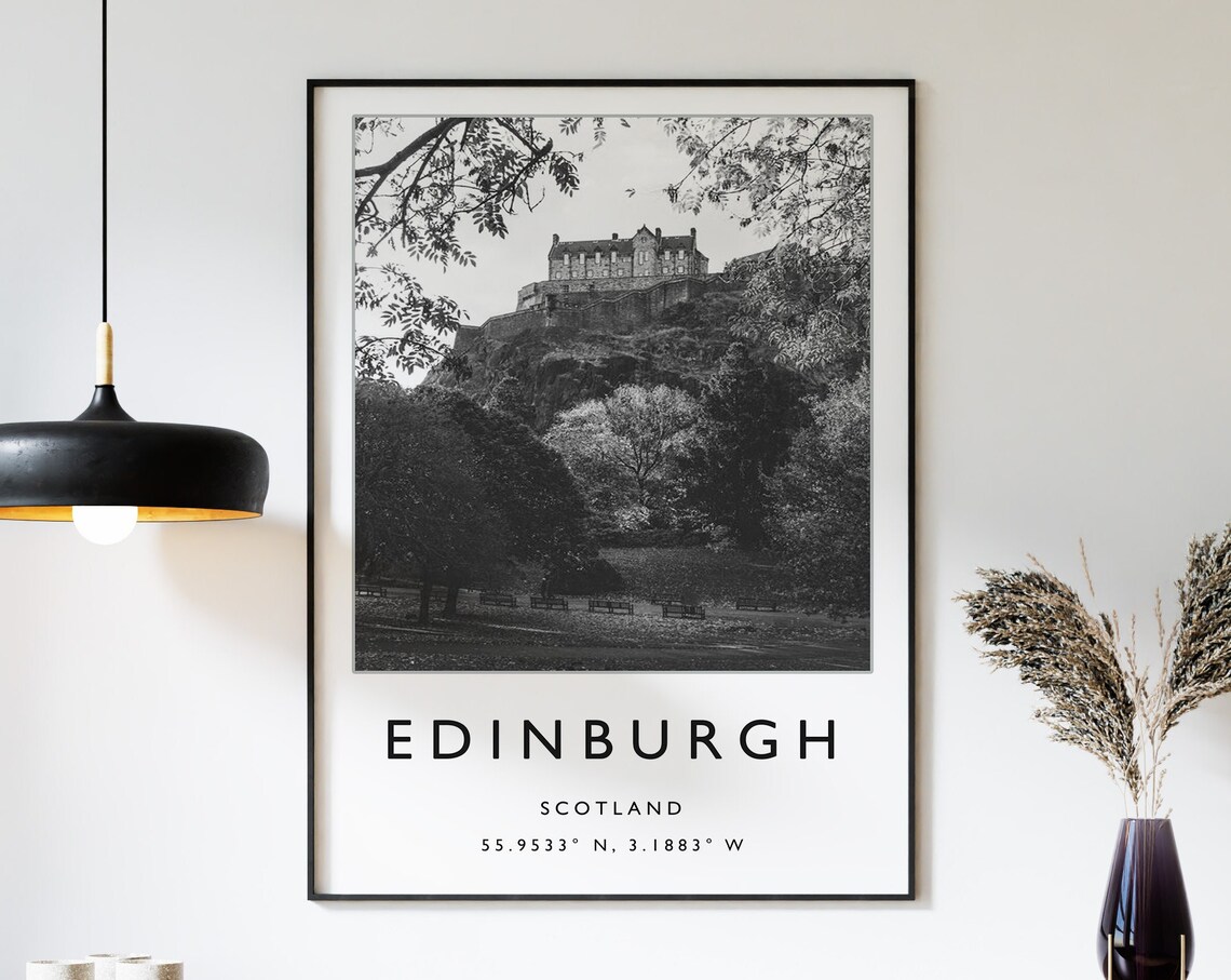 Edinburgh Scotland Black And White Travel Poster