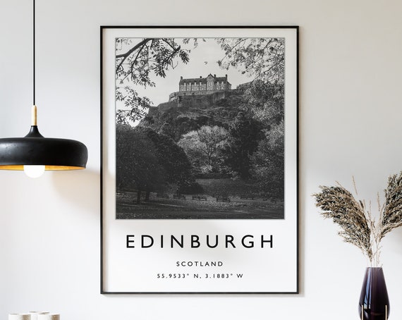 Edinburgh Scotland Black And White Travel Poster