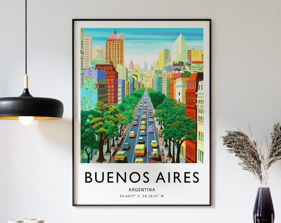 Buenos Aires Travel Poster Argentina Print Argentine Art Colourful Decor Gift A1a2a3a4
