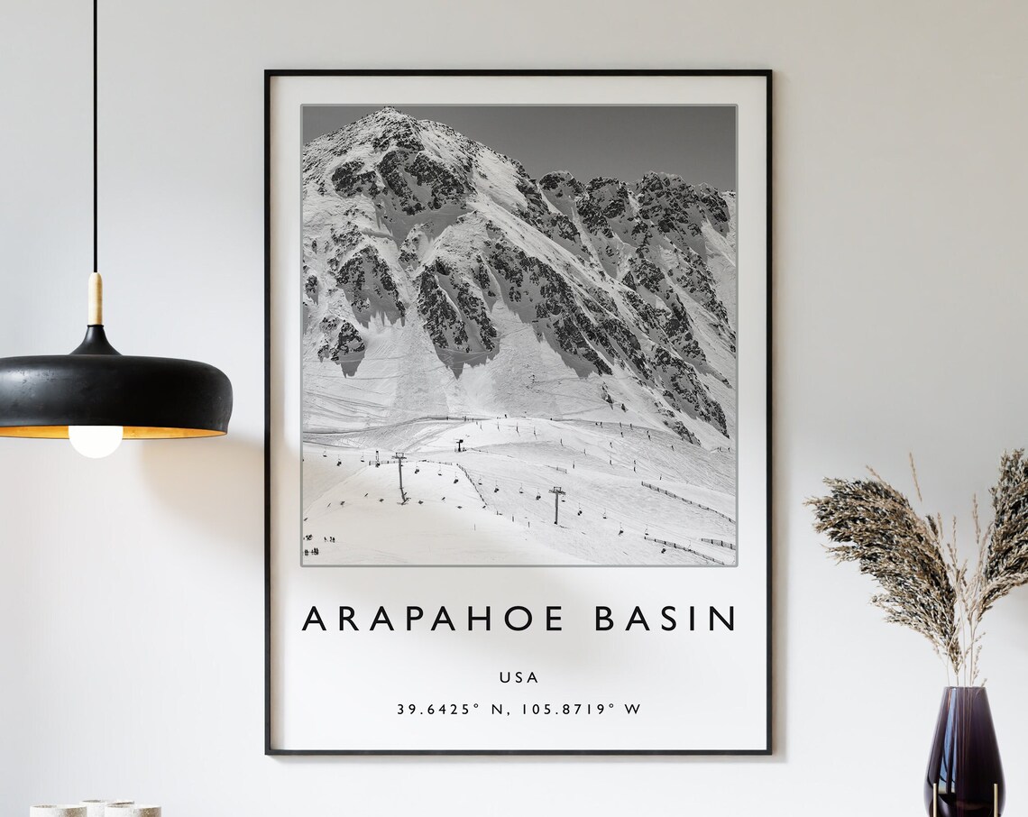 Arapahoe Basin Skiing Travel Poster, Winter Sport Art