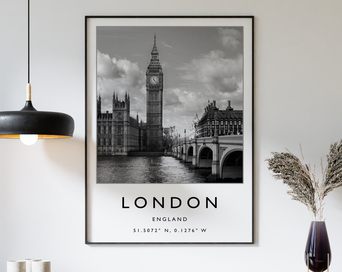 London Minimalist Travel Poster, England Decor
