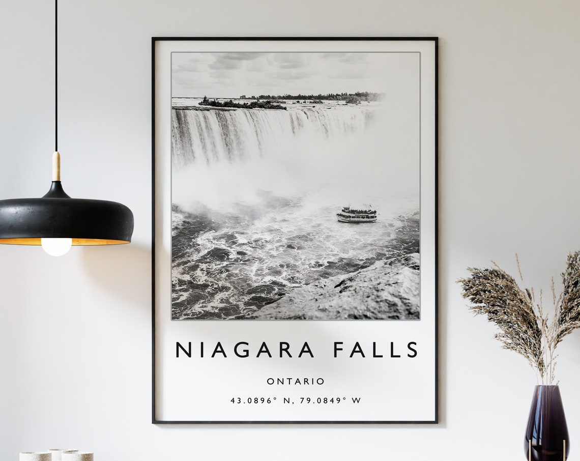 Niagara Falls Travel Print Niagara Falls Travel Poster Canada Travel Poster Travel Art Travel Poster Black And White Art