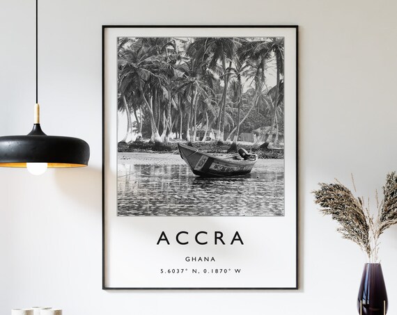 Accra Travel Print Accra Travel Poster Ghana Travel Print African Print Black And White Travel Poster Travel Art Travel Gift