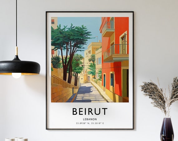 Beirut Travel Poster Lebanon Travel Print Lebanon Travel Art Travel Poster Colourful Travel Decor Travel Gift A1a2a3a4