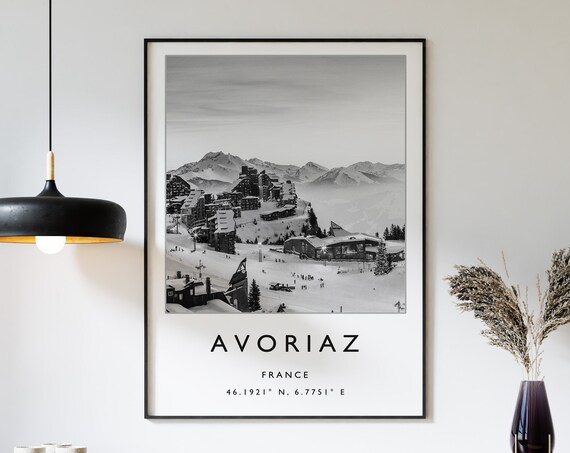 Avoriaz France Ski Travel Poster, Winter Sport Art