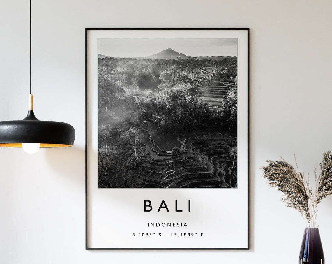 Bali Travel Print Bali Travel Poster Indonesia Travel Print Asian Travel Art Black And White Travel Gift