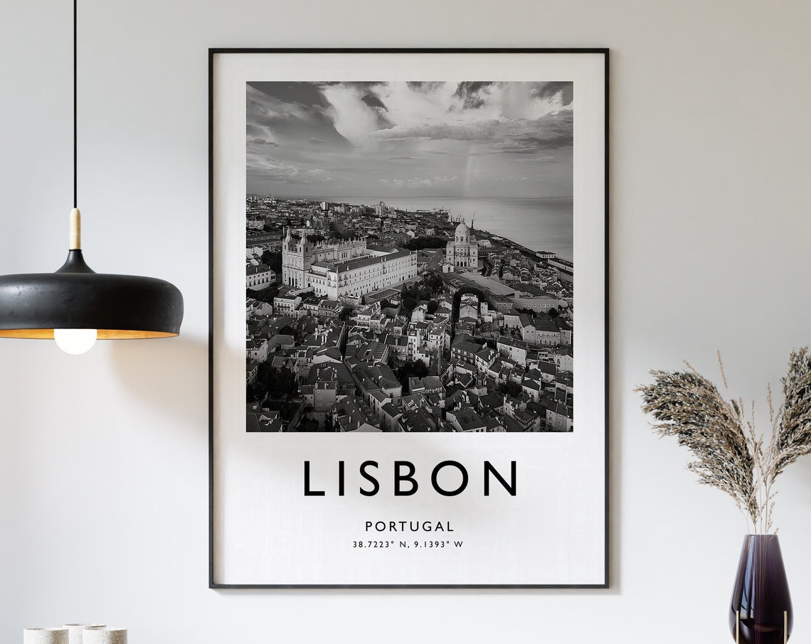 Lisbon Travel Print Lisbon Travel Poster Portugal Travel Print Travel Art Travel Decor Black And White Photographic Print