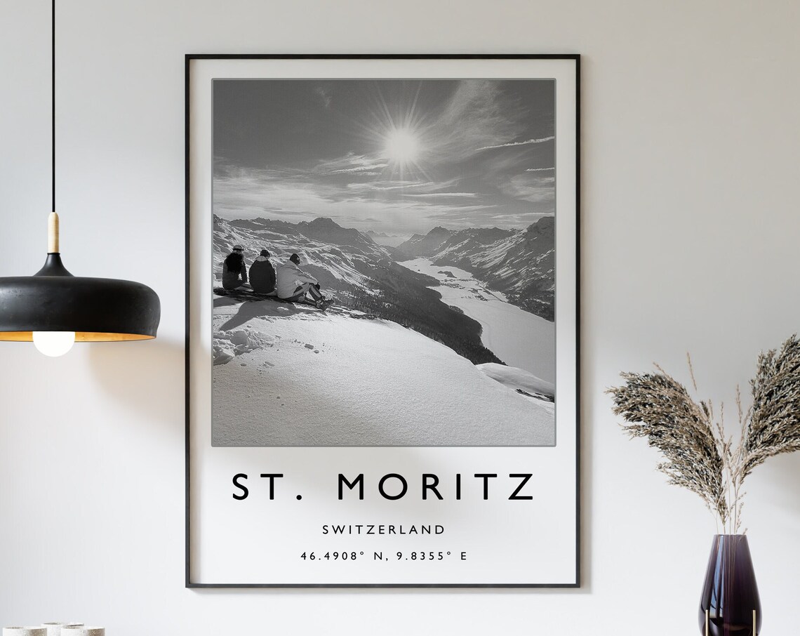 St Moritz Switzerland Ski Travel Poster Print