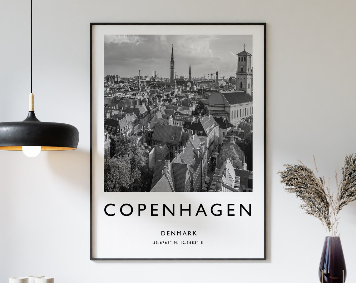 Copenhagen Travel Print Copenhagen Travel Poster Denmark Print Travel Gift Travel Art Travel Decor Black And White