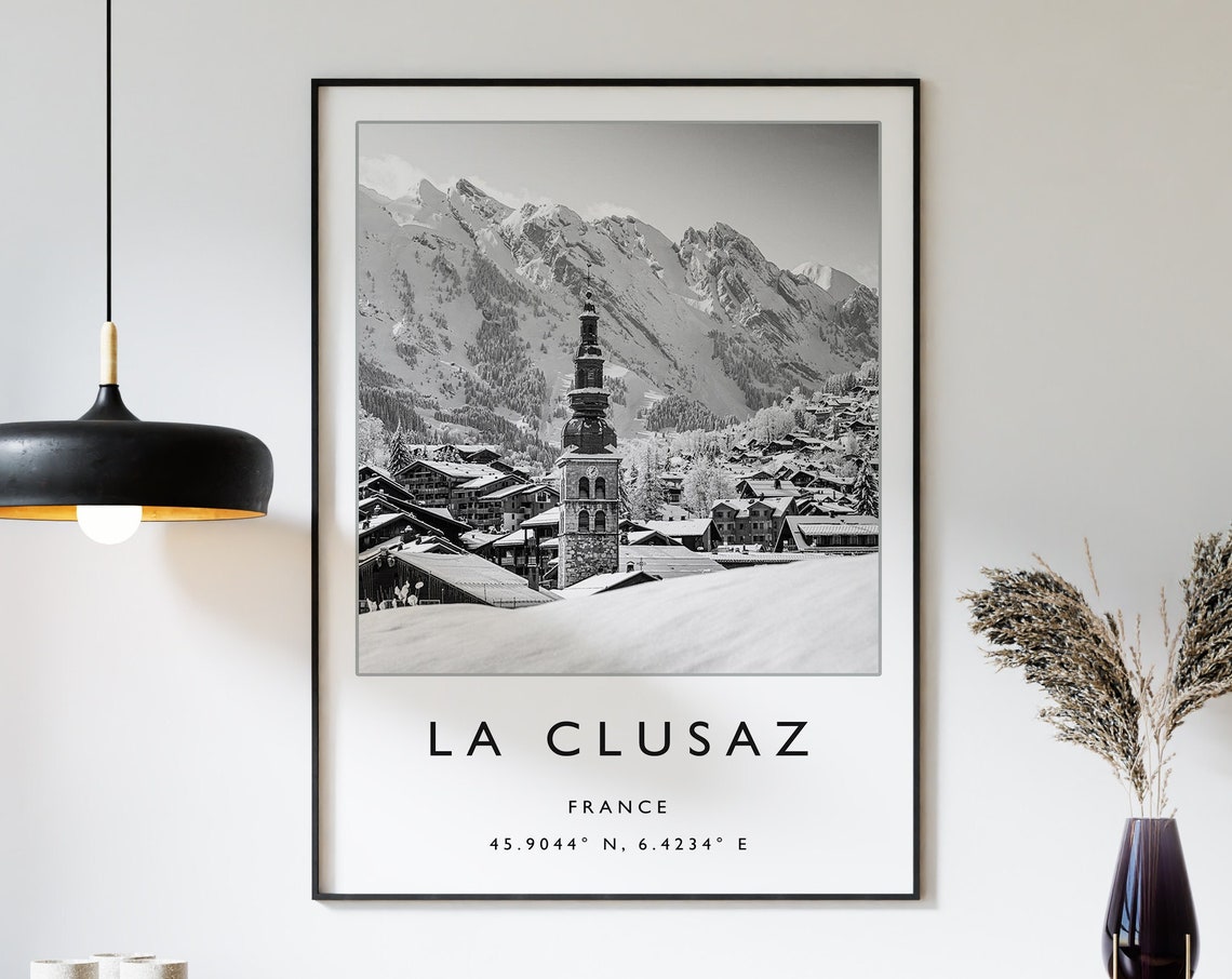Skiing Travel Poster La Clusaz France Ski Print France Travel Print Skiing Wall Art Skiing Print Winter Sports Ski Gift A1a2a3a4