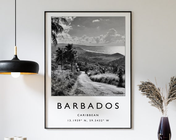 Barbados Travel Print Barbados Travel Poster Caribbean Travel Art Poster Black White Black Art Caribbean Gift A1a2a3a4