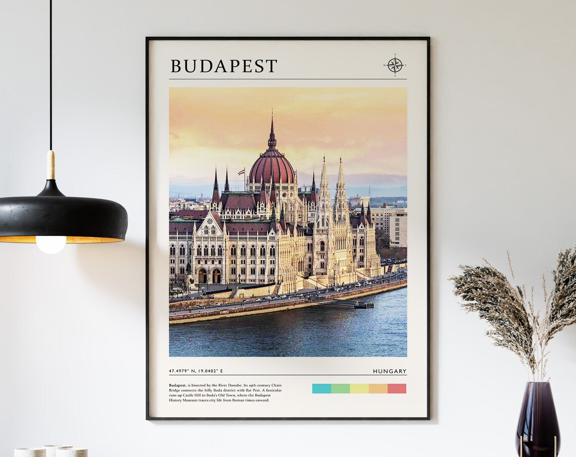 Budapest Hungary Parliament Building Riverside Travel Wall Poster
