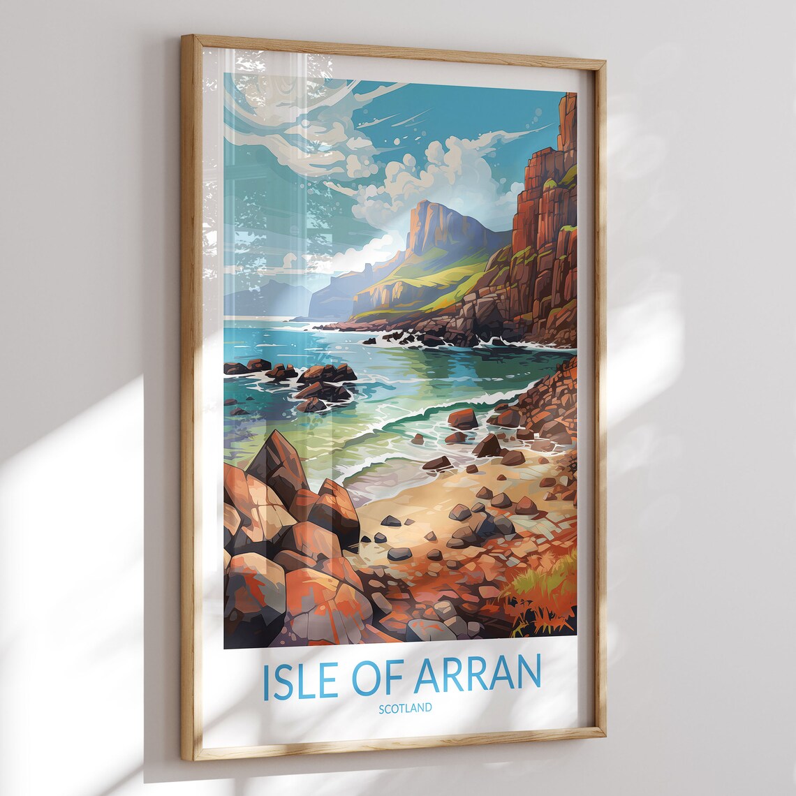 Isle of Arran Scotland Red Sandstone Cove Sea Cliffs Waves Poster