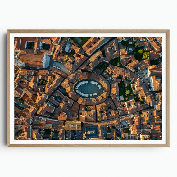 Lucca Print Main Square Architecture Italy Wall Art Travel Gift Travel Poster Europe Print Tuscany Print Aerial Photography