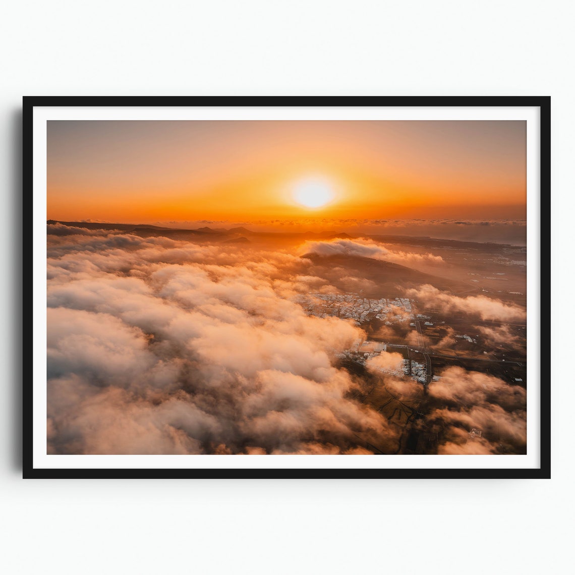 Lanzarote Sunrise Over a Sea of Clouds Aerial Photography Poster