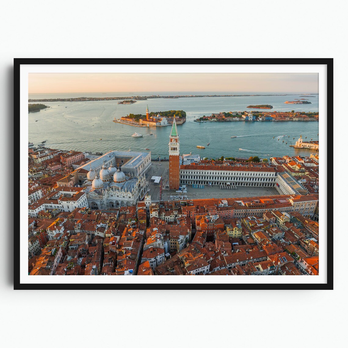 Venice Saint Marks Square Aerial Golden Hour Photography Poster
