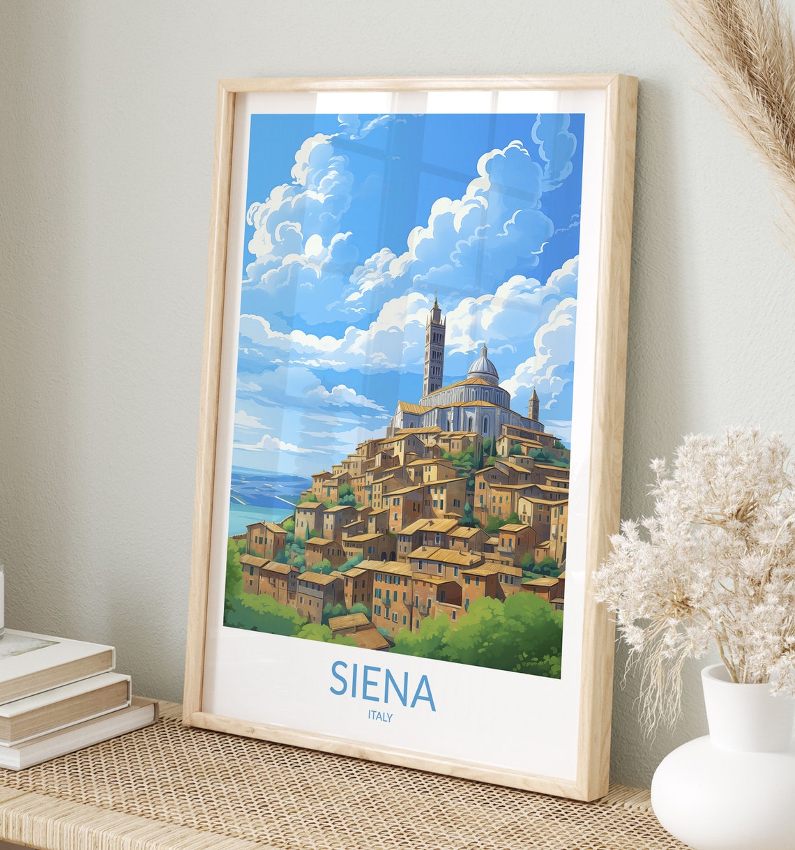 Siena Italy Hilltop Duomo Cathedral Tuscan Cityscape Travel Poster