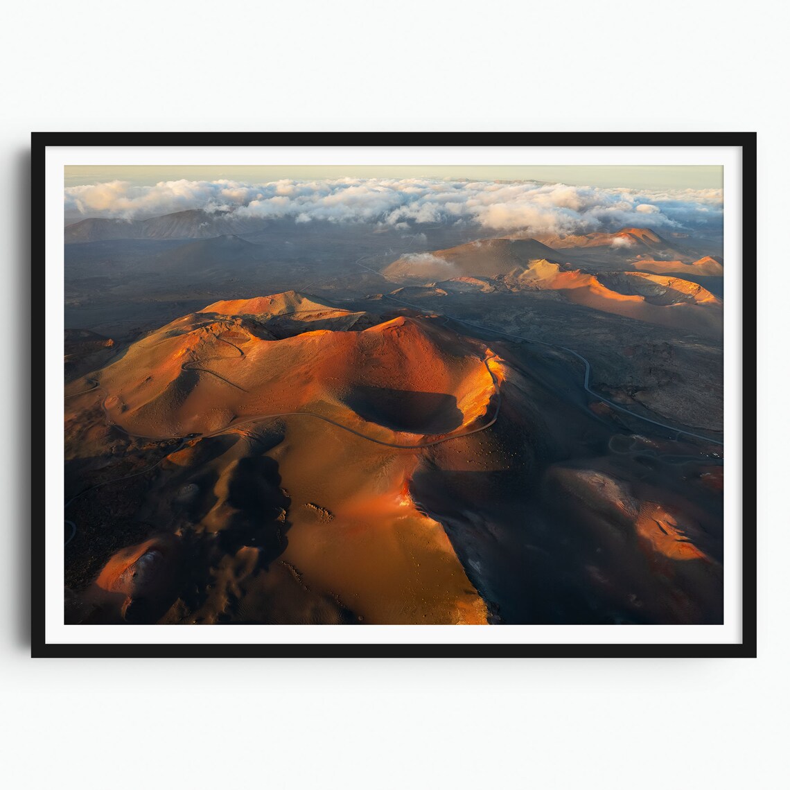 Volcano Lanzarote Print Timanfaya Canary Islands Travel Print Travel Poster Volcanoes Volcano Decor Aerial Photography
