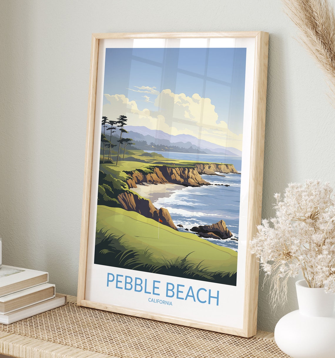 Pebble Beach California Cliffside Golf Green Rocky Coast Poster