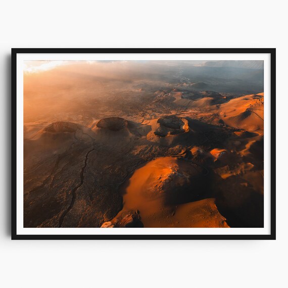 Volcanoes Lanzarote Print Canary Islands Print Lanzarote Travel Poster Lanzarote Wall Art Volcano Print Timanfaya Volcano Gift