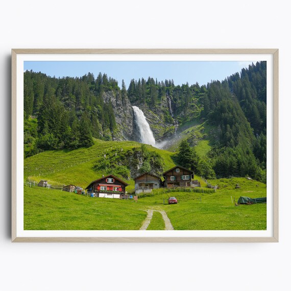 Switzerland Print Klausen Pass Staubifall Stauber Waterfall Swiss Alps Mountain Wall Art Travel Poster Travel Gift Photography