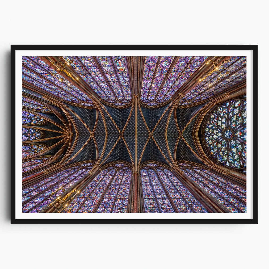 Sainte Chapelle Stained Glass Ceiling Paris France Travel Poster