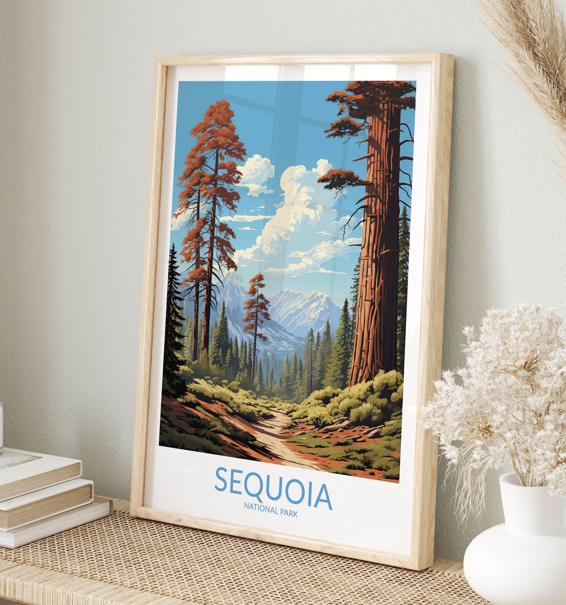 Sequoia National Park Giant Forest Trail Vintage Towering Trees Poster