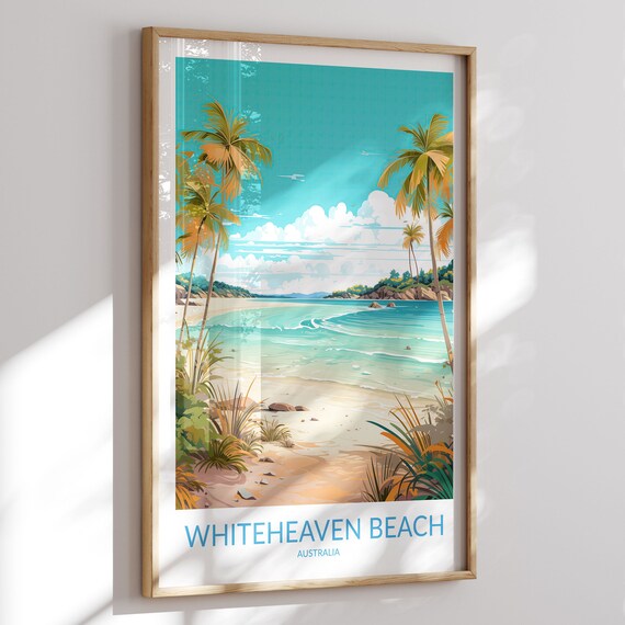 Whiteheaven Beach Australia Palm Fringed Beach Turquoise Sea Poster
