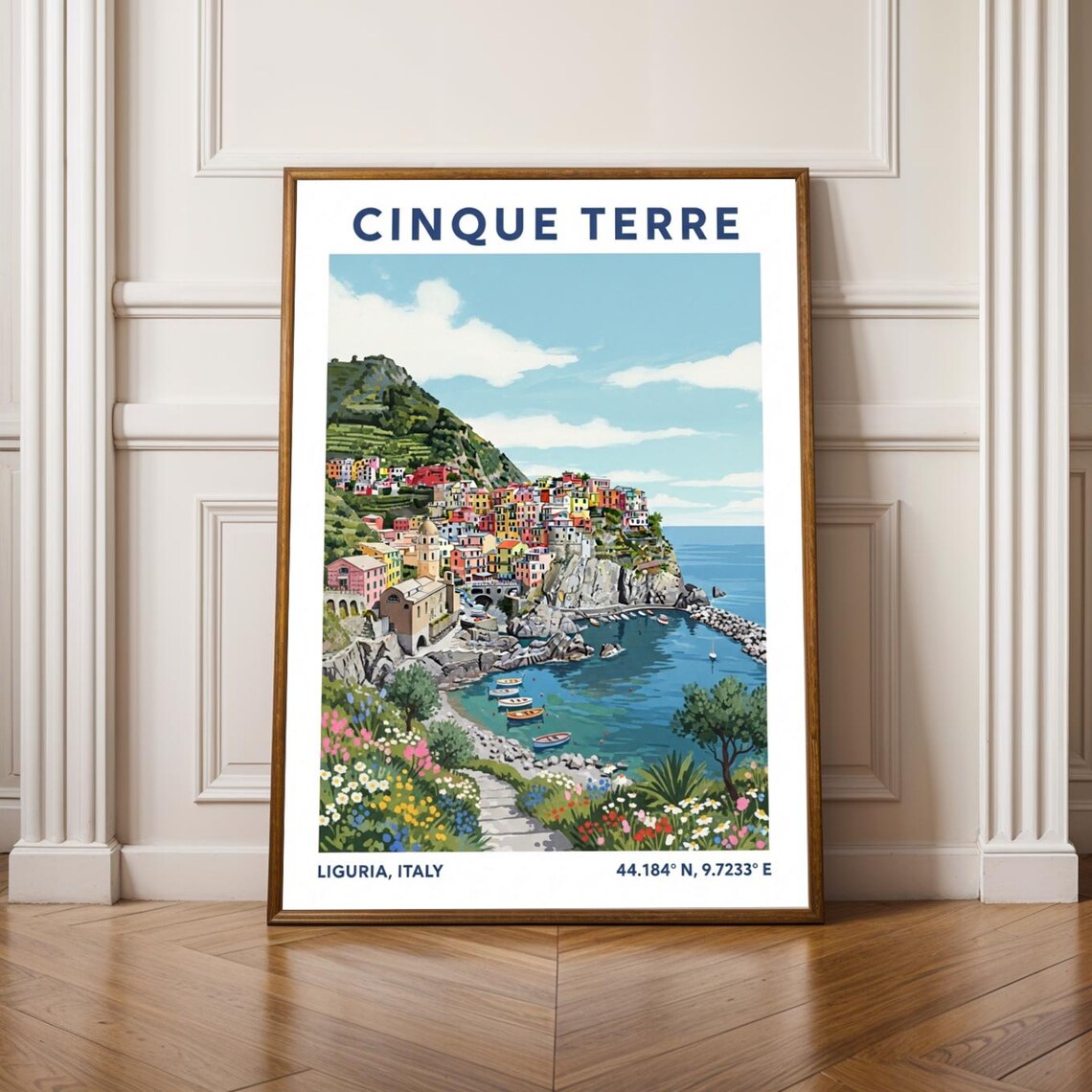 Cinque Terre Italy Colorful Cliffside Village Coastal Travel Poster