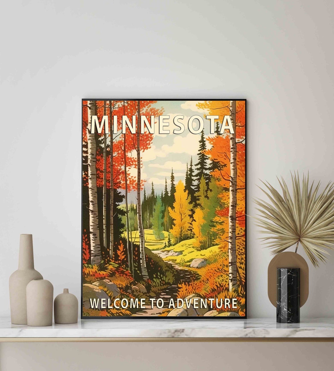 Minnesota Welcome to Adventure Birch Forest Fall Colors Poster - Image 3