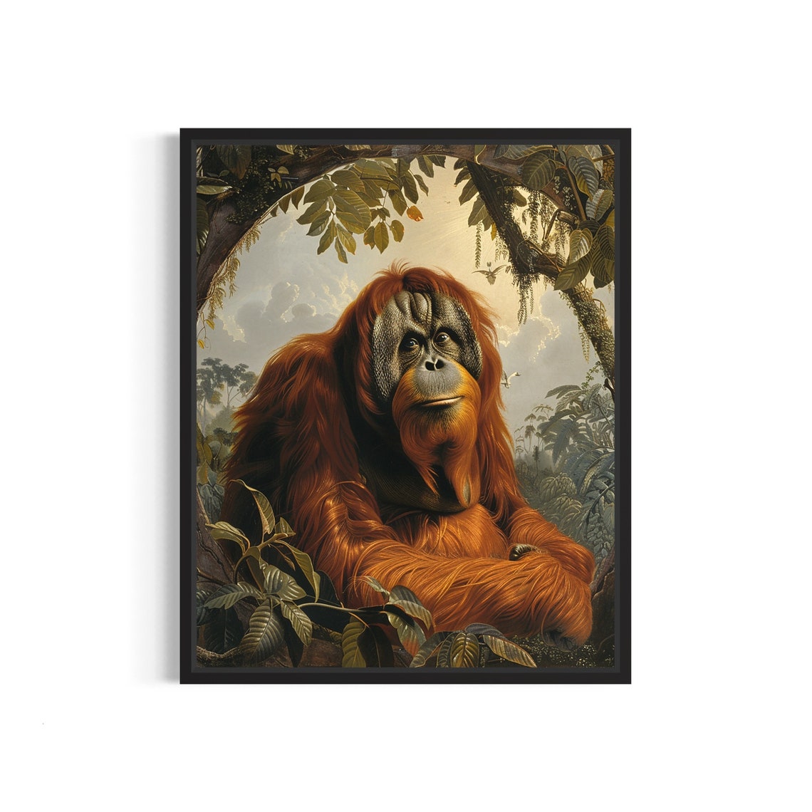 Vintage Orangutan In Rainforest Canopy Majestic Ape Art Poster