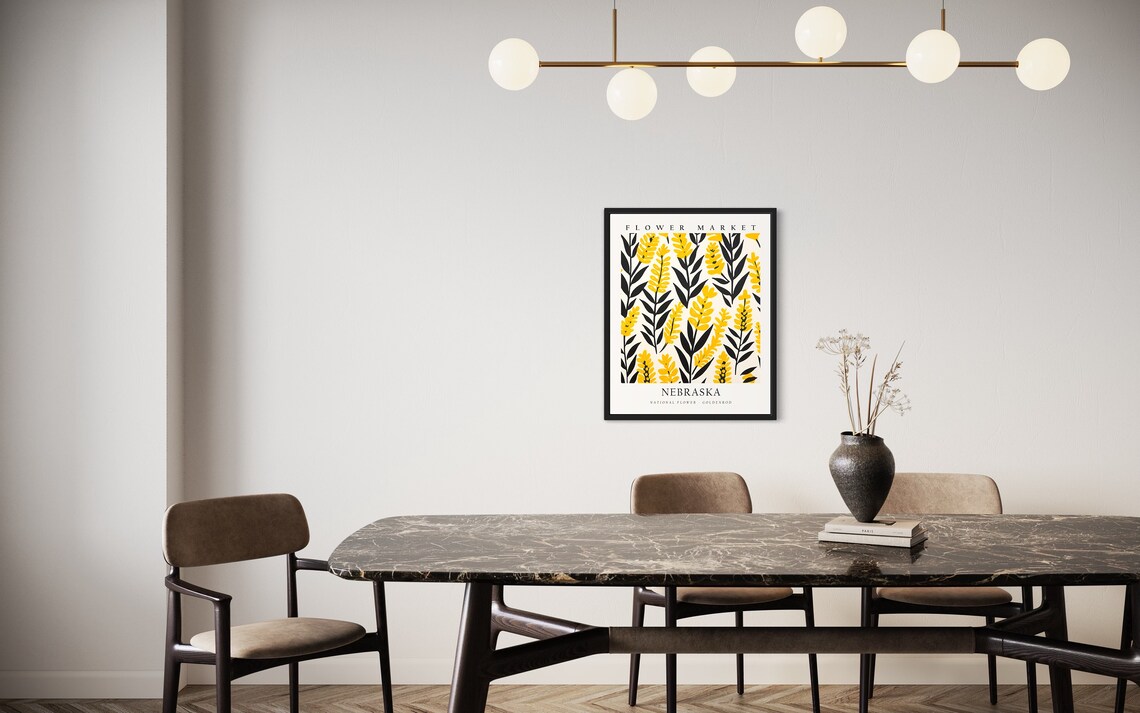 Nebraska Flower Market Goldenrod Wildflower Botanical Poster - Image 3
