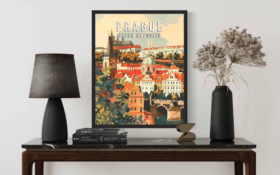 Prague Czech Republic Castle District Sunset Cityscape Poster - Image 2