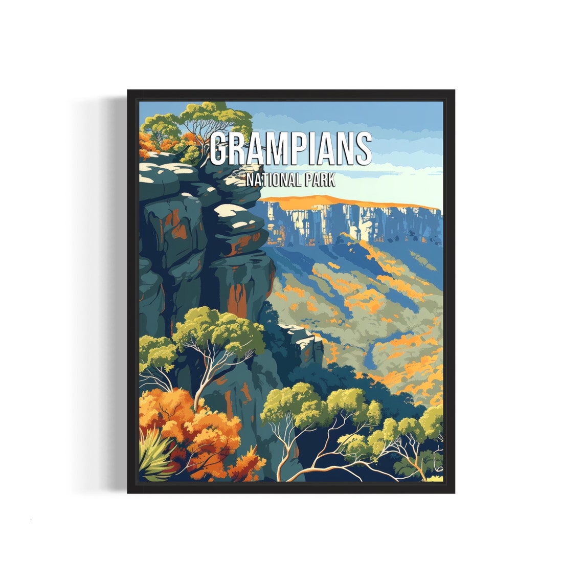 Grampians National Park Sandstone Escarpment Bush Travel Poster