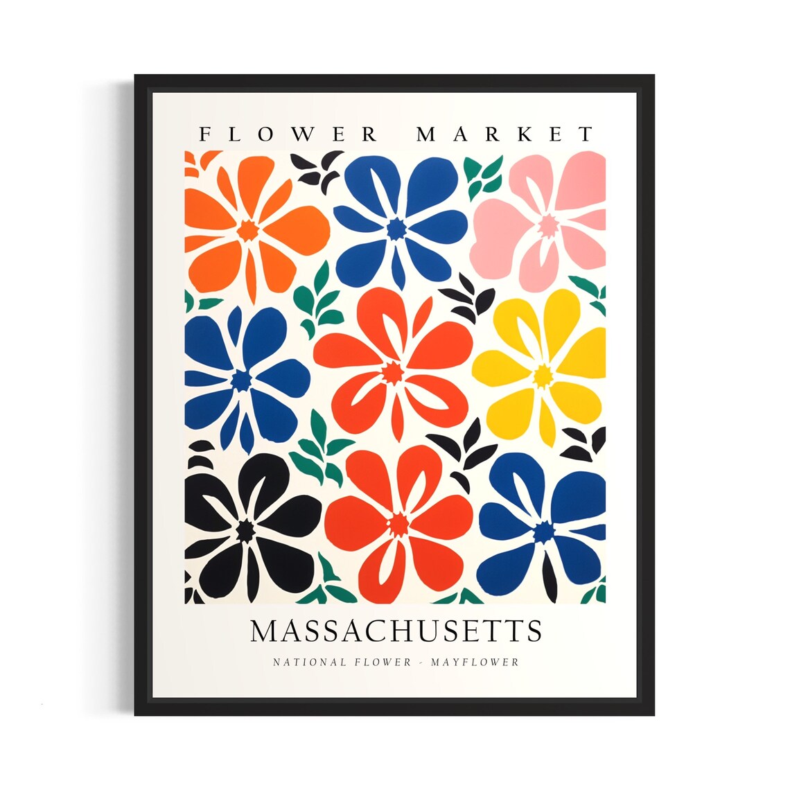 Massachusetts Flower Market Mayflower Modern Botanical Print