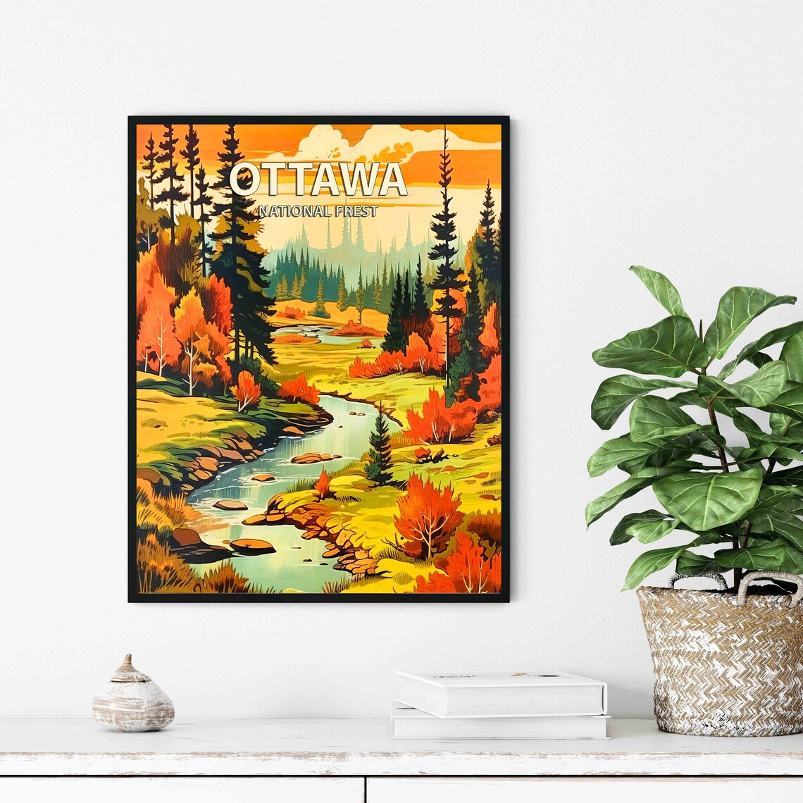 Ottawa National Forest Michigan Autumn Stream Nature Scene Poster - Image 2