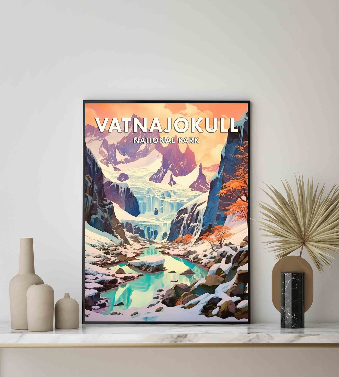 Vatnajokull National Park Glacier Canyon Vintage Travel Poster - Image 2