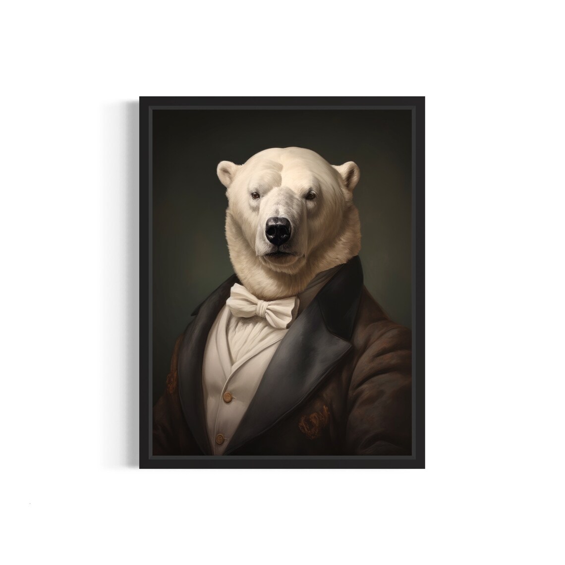 Polar Bear in Tuxedo Bow Tie Dapper Animal Portrait Wall Art