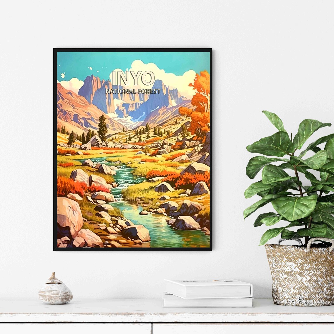 Inyo National Forest Granite Peaks Autumn Stream Travel Poster - Image 2