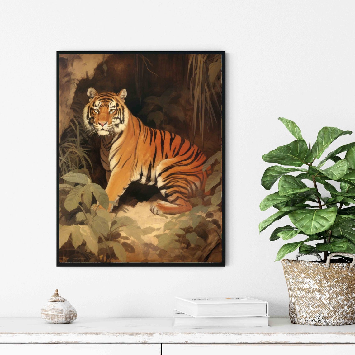 Tiger in Jungle Clearing Dramatic Vintage Big Cat Wildlife Poster - Image 3