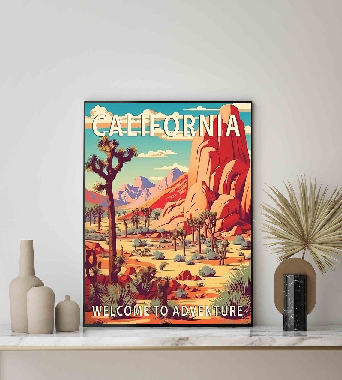 California Desert Joshua Trees Red Rocks Sunset Adventure Poster - Image 3
