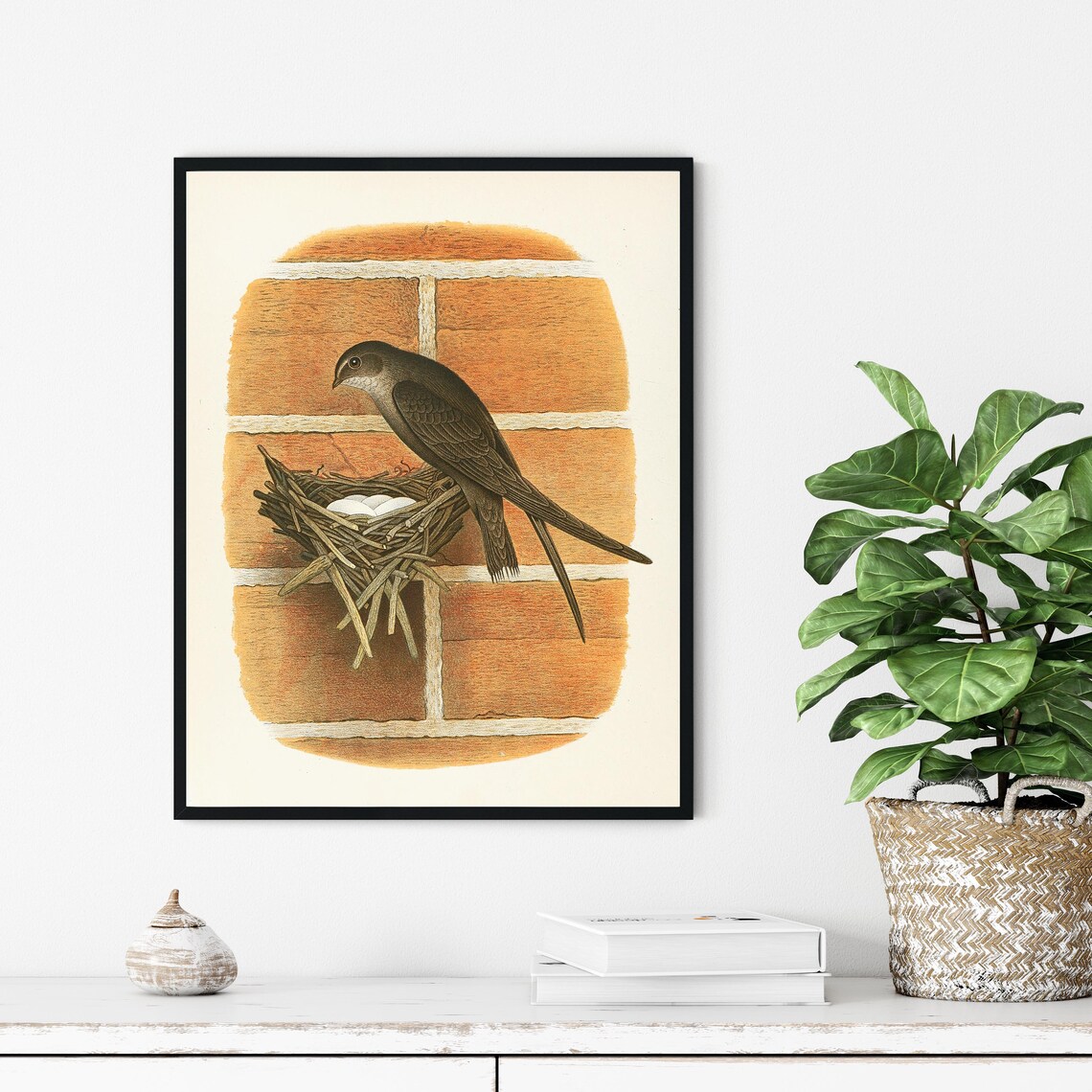 Chimney Swift Tending Its Nest at the Chimney Vintage Bird Poster - Image 3